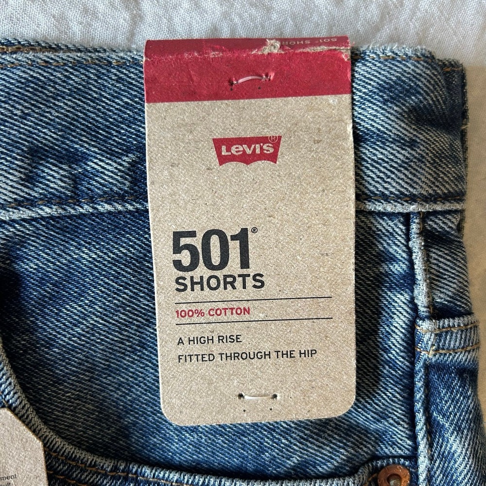 Levi's 501 Original HR Denim Cut Off Shorts Darn It Distressed 32 NWT - Picture 5 of 8